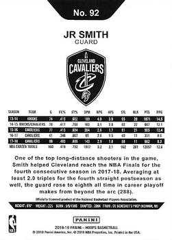 2018-19 Hoops #92 JR Smith Back