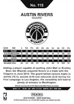 2018-19 Hoops #115 Austin Rivers Back