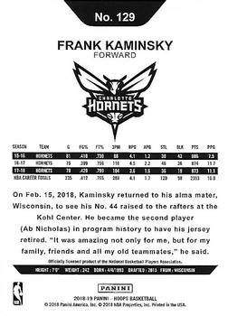 2018-19 Hoops #129 Frank Kaminsky Back