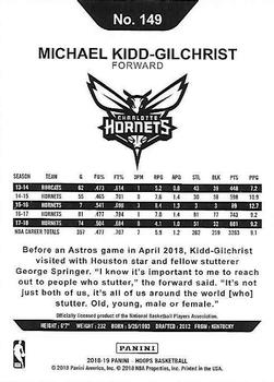 2018-19 Hoops #149 Michael Kidd-Gilchrist Back