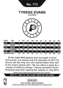 2018-19 Hoops #173 Tyreke Evans Back