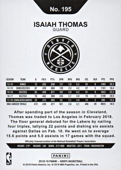 2018-19 Hoops #195 Isaiah Thomas Back