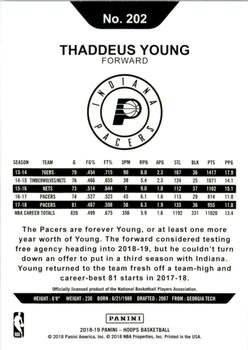 2018-19 Hoops #202 Thaddeus Young Back