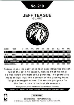 2018-19 Hoops #210 Jeff Teague Back