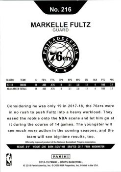 2018-19 Hoops #216 Markelle Fultz Back
