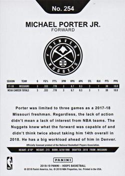 2018-19 Hoops #254 Michael Porter Jr. Back