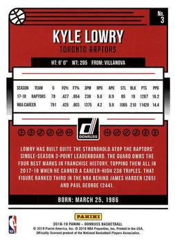2018-19 Donruss #3 Kyle Lowry Back