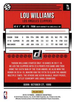 2018-19 Donruss #14 Lou Williams Back