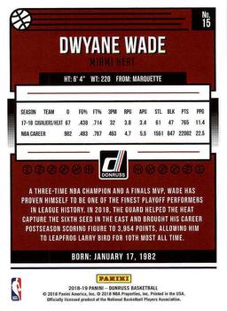 2018-19 Donruss #15 Dwyane Wade Back