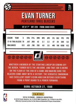 2018-19 Donruss #21 Evan Turner Back