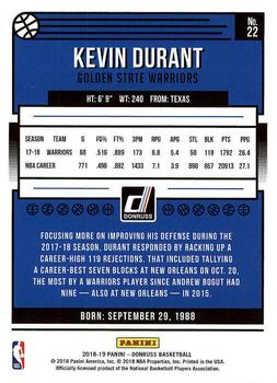 2018-19 Donruss #22 Kevin Durant Back