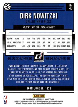 2018-19 Donruss #40 Dirk Nowitzki Back