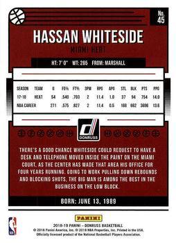 2018-19 Donruss #45 Hassan Whiteside Back