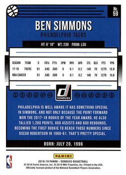 2018-19 Donruss #59 Ben Simmons Back