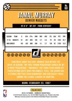 2018-19 Donruss #60 Jamal Murray Back