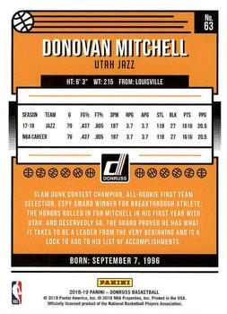 2018-19 Donruss #63 Donovan Mitchell Back