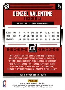 2018-19 Donruss #78 Denzel Valentine Back