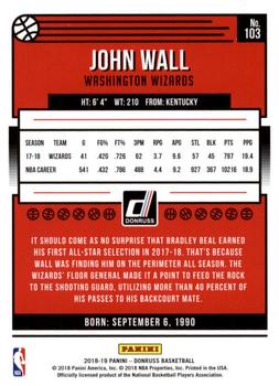 2018-19 Donruss #103 John Wall Back