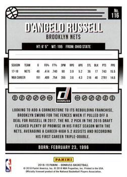 2018-19 Donruss #116 D'Angelo Russell Back