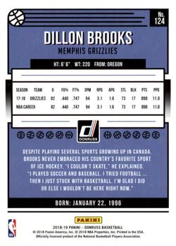 2018-19 Donruss #124 Dillon Brooks Back