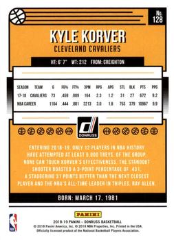 2018-19 Donruss #128 Kyle Korver Back