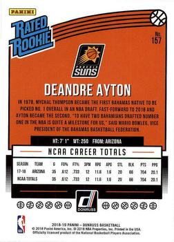 2018-19 Donruss #157 Deandre Ayton Back