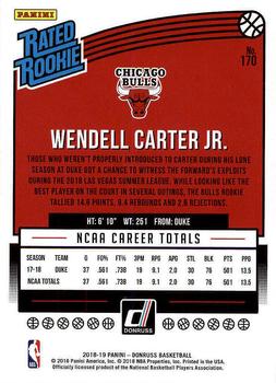 2018-19 Donruss #170 Wendell Carter Jr. Back