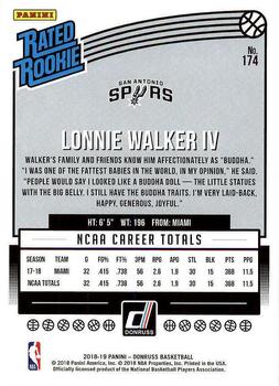 2018-19 Donruss #174 Lonnie Walker IV Back
