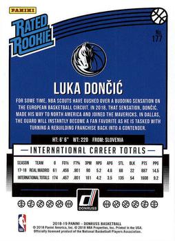2018-19 Donruss #177 Luka Doncic Back