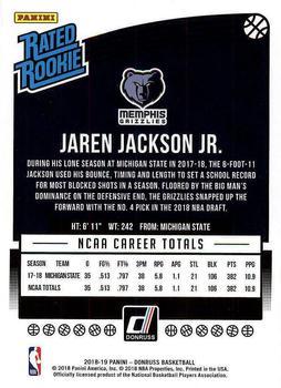 2018-19 Donruss #188 Jaren Jackson Jr. Back