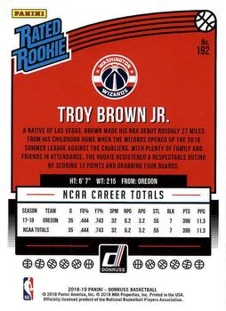 2018-19 Donruss #192 Troy Brown Jr. Back