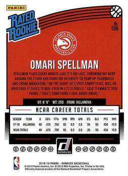 2018-19 Donruss #196 Omari Spellman Back
