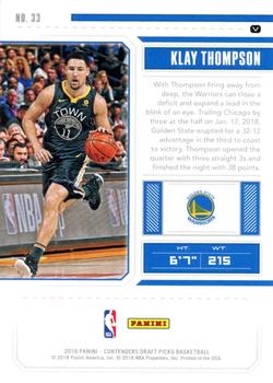 2018 Panini Contenders Draft Picks - Blue Foil #33 Klay Thompson Back