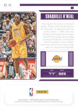 2018 Panini Contenders Draft Picks - Draft Ticket #48 Shaquille O'Neal Back