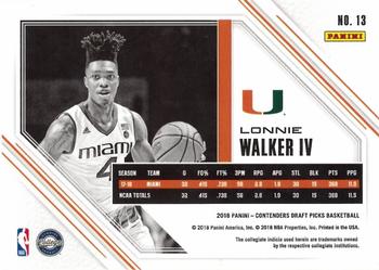 2018 Panini Contenders Draft Picks - Game Day Ticket #13 Lonnie Walker IV Back