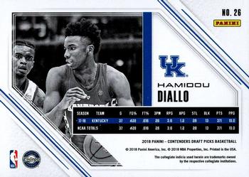2018 Panini Contenders Draft Picks - Game Day Ticket Cracked Ice #26 Hamidou Diallo Back