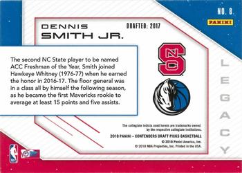2018 Panini Contenders Draft Picks - Legacy #8 Dennis Smith Jr. Back