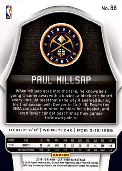 2018-19 Panini Certified #88 Paul Millsap Back