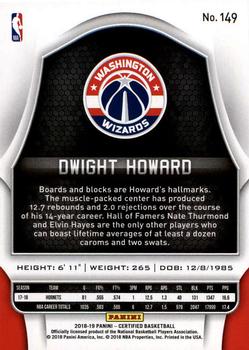 2018-19 Panini Certified #149 Dwight Howard Back