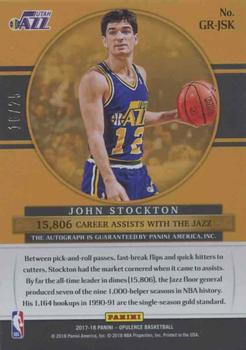2017-18 Panini Opulence - Gold Records Signatures #GR-JSK John Stockton Back