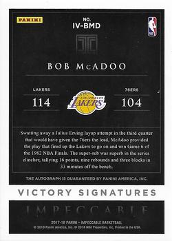 2017-18 Panini Impeccable - Impeccable Victory Signatures #IV-BMD Bob McAdoo Back