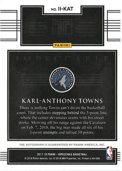2017-18 Panini Impeccable - Indelible Ink #II-KAT Karl-Anthony Towns Back