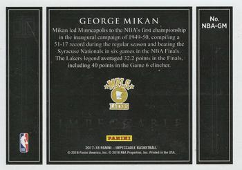2017-18 Panini Impeccable - Silver NBA Logo #NBA-GM George Mikan Back