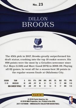 2017-18 Panini Immaculate Collection - Red #23 Dillon Brooks Back