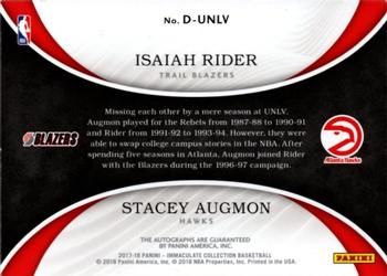 2017-18 Panini Immaculate Collection - Dual Autographs #D-UNLV Stacey Augmon / Isaiah Rider Back