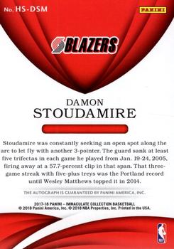 2017-18 Panini Immaculate Collection - Heralded Signatures #HS-DSM Damon Stoudamire Back