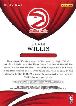 2017-18 Panini Immaculate Collection - Heralded Signatures #HS-KWL Kevin Willis Back