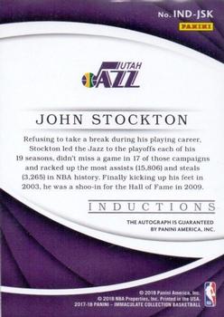 2017-18 Panini Immaculate Collection - Immaculate Inductions #IND-JSK John Stockton Back