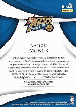 2017-18 Panini Immaculate Collection - Immaculate Ink #II-AMK Aaron McKie Back