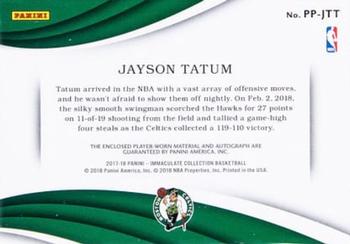 2017-18 Panini Immaculate Collection - Premium Patch Autographs Red #PP-JTT Jayson Tatum Back